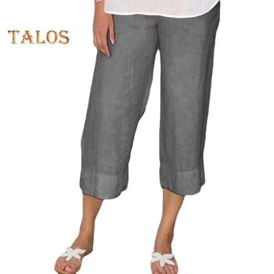 Pantaloni Dama Talie Elastica Talie Medie Picior Larg Pantaloni Casual cu Buzunare Culoare Solida Pantaloni Lungi Port Zilnic