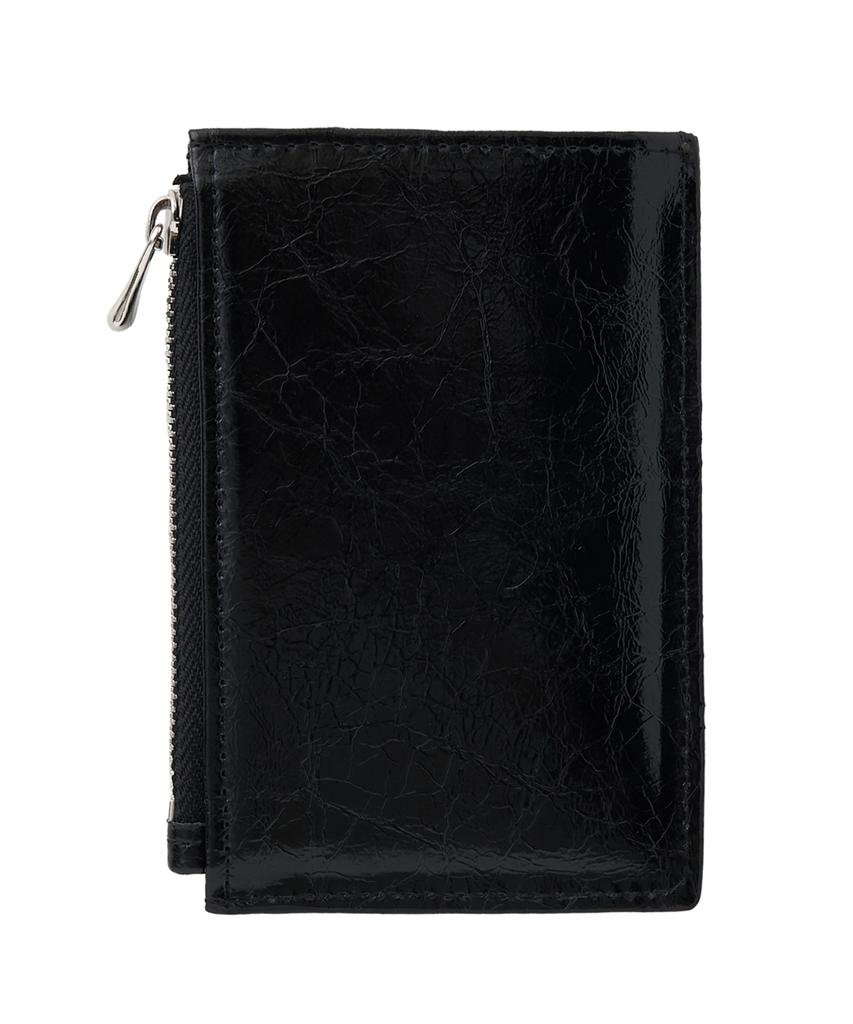 Tooamo Multi-Zipper Coin Card Holder Black [Cowhide]