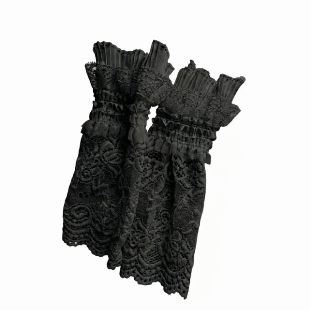 Ruffle Cuffs Lace Arm Sleeves Lace Trim Decorative Gloves Fingerless Gloves  Special Occasion чёрный