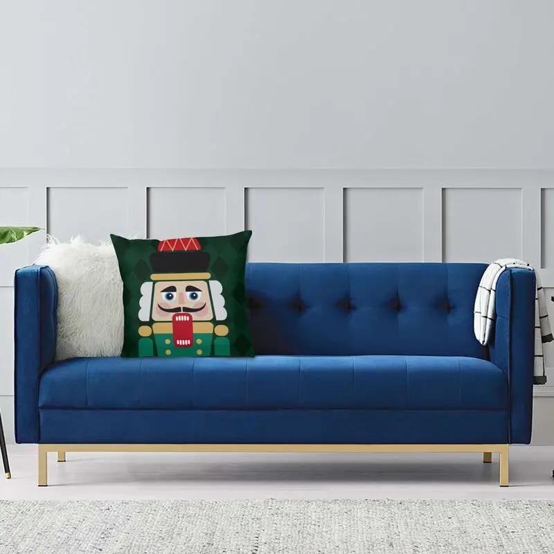 Nutcracker Doll Print Sofa Cushion Cover Pillowcase Home Decoration Party Car Bedding