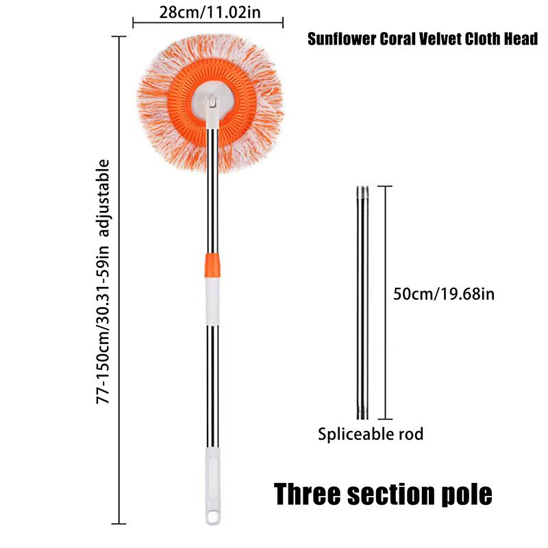 

1*360°Rotatable Mops Set With 1 Replaceable Mop Heads Round Microfiber Dust Mops Cleaning Tools For Household Floor Wall Window помаранчевий