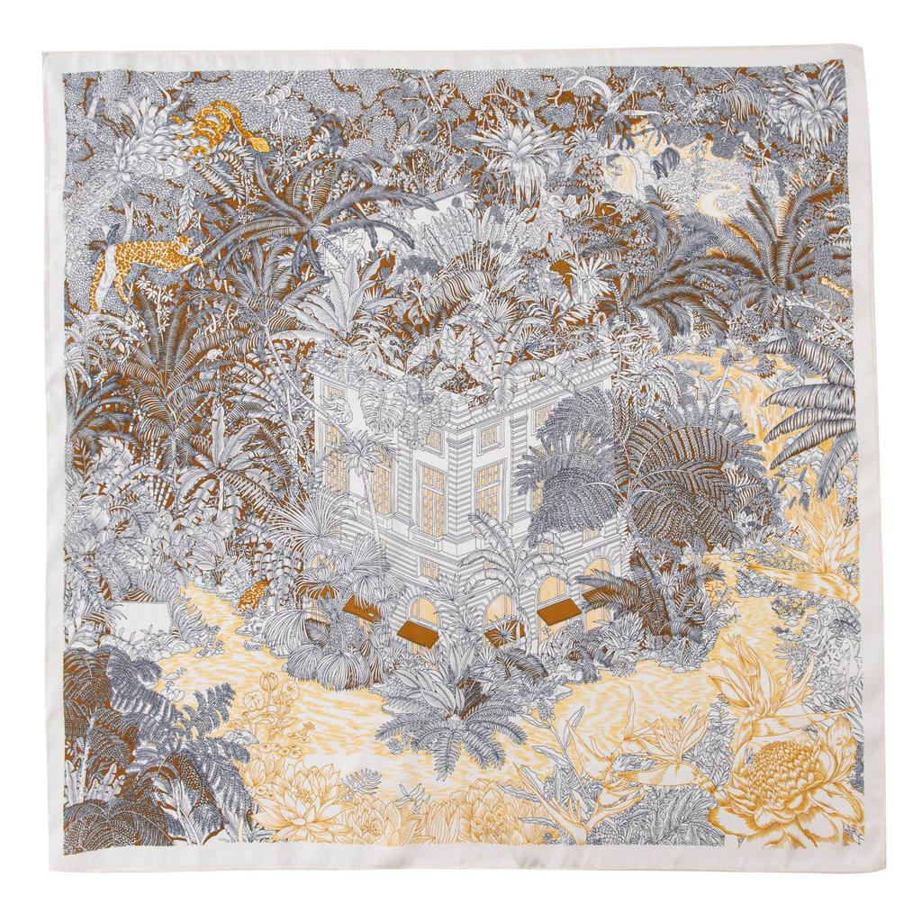 Mulberry silk scarf  new retro winter beautiful ginkgo printing four seasons shawl sunscreen dual-purpose