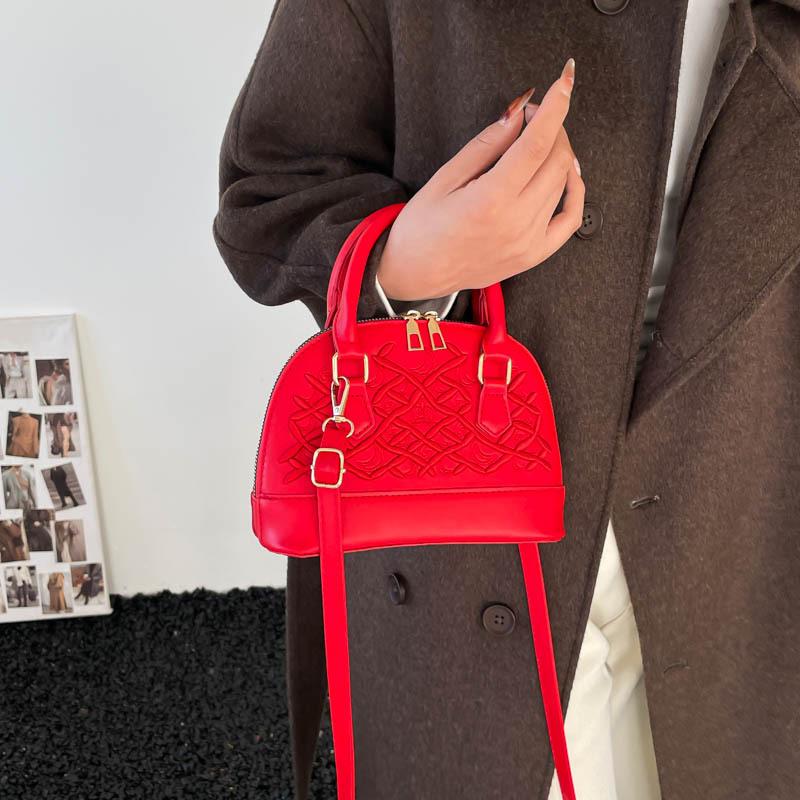 Women's New Popular Shell Bag High-end Embroidered Handbag Diamond Check Niche One-shoulder Crossbody Bag