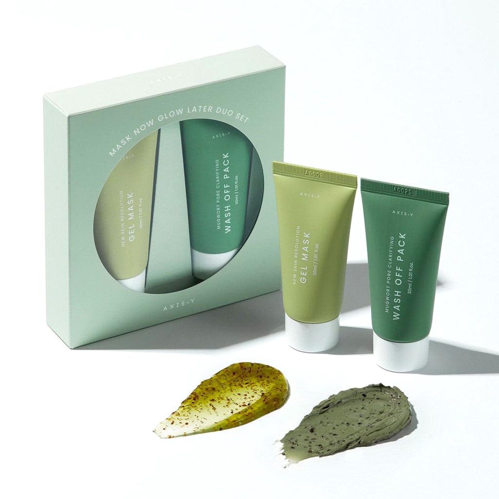 AXIS-Y Mask Now Glow Later Wash Off Mask Duo Set | Clay Mask Gel Mask | Mugwort Mask | Korean Skincare | 30ml*2