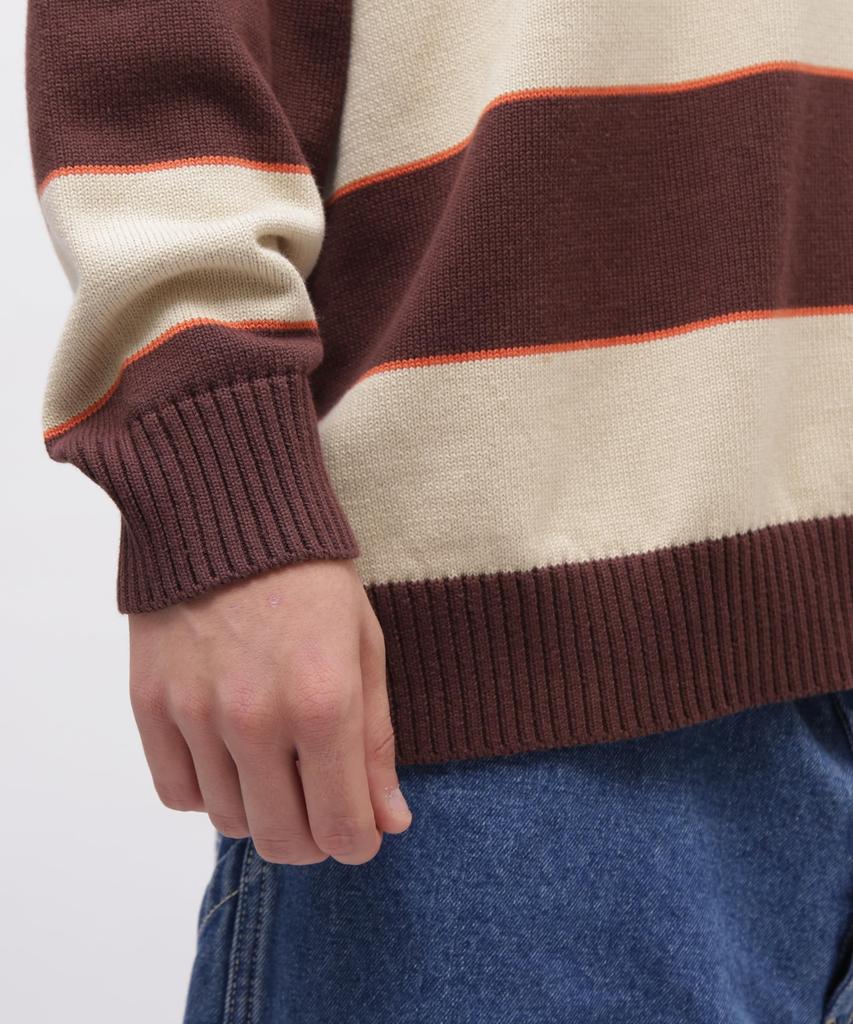 AVIREX V-NECK BORDER KNIT Men's L 050 Braun 783-4240006