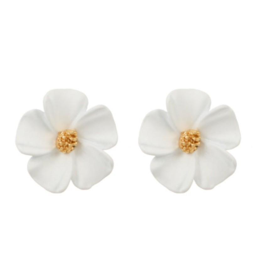 

Pinkdudu Прості Милі Різнокольорові Акрилові Сережки з Великою Квіткою Модні Трендові Сережки-Пусети Жіночі PD2272 білий