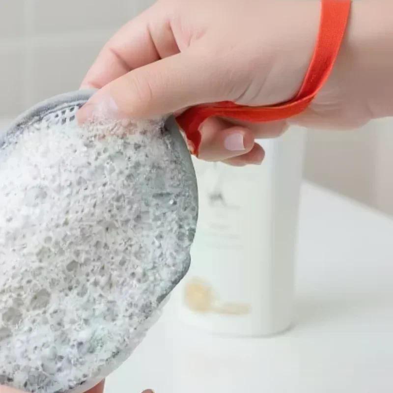 1 PCS Bath Cleansing Foaming Net Double-Sided Square/Oval Soap Bag Body Exfoliating Scrubber Sponges Bathroom Mesh Soap Pocket