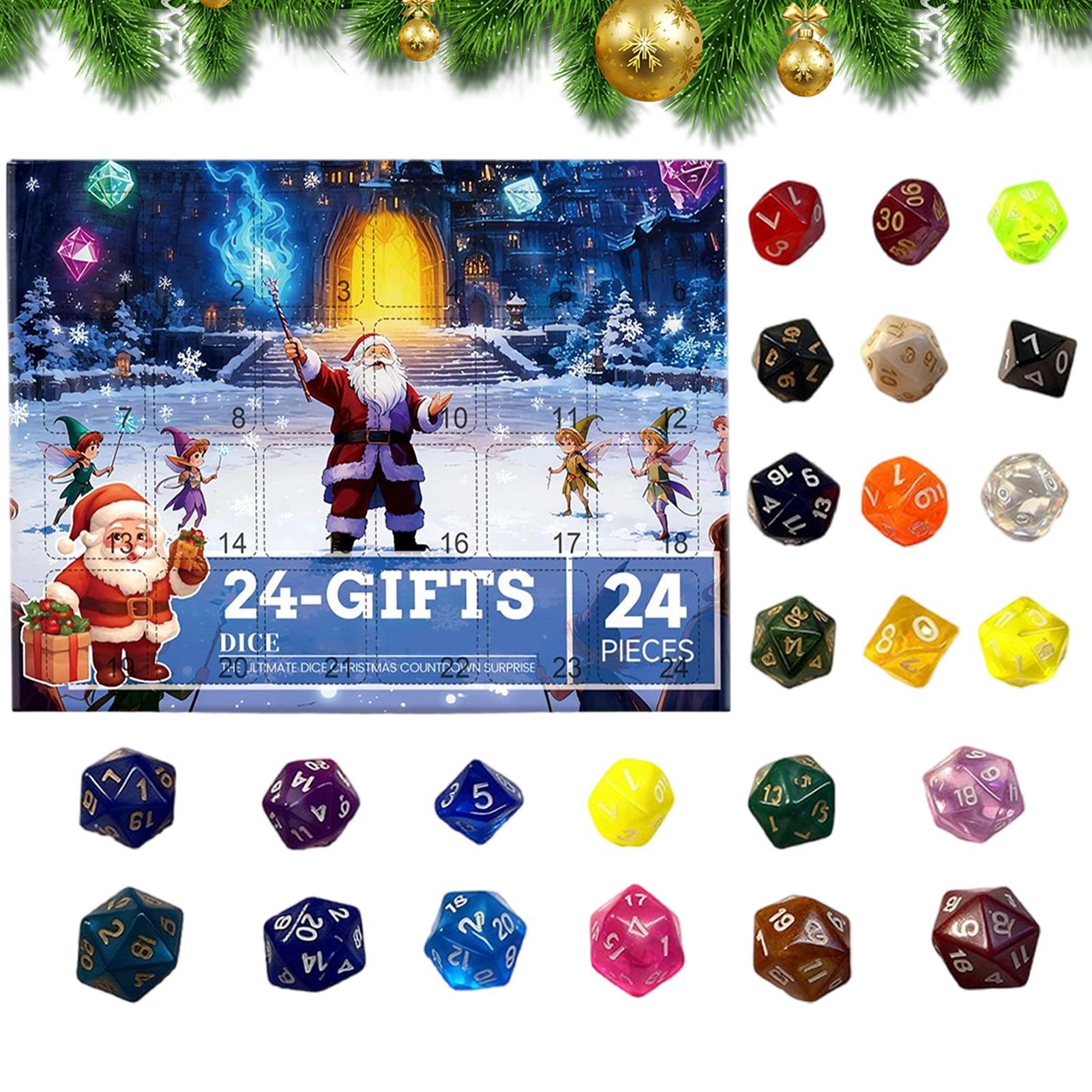 

Рождественский Адвент-календарь с кубиками Ассорти Тисненый Настольный игровой набор кубиков Календарь обратного отсчета до Рождества Для семьи мужчин подростков as shown