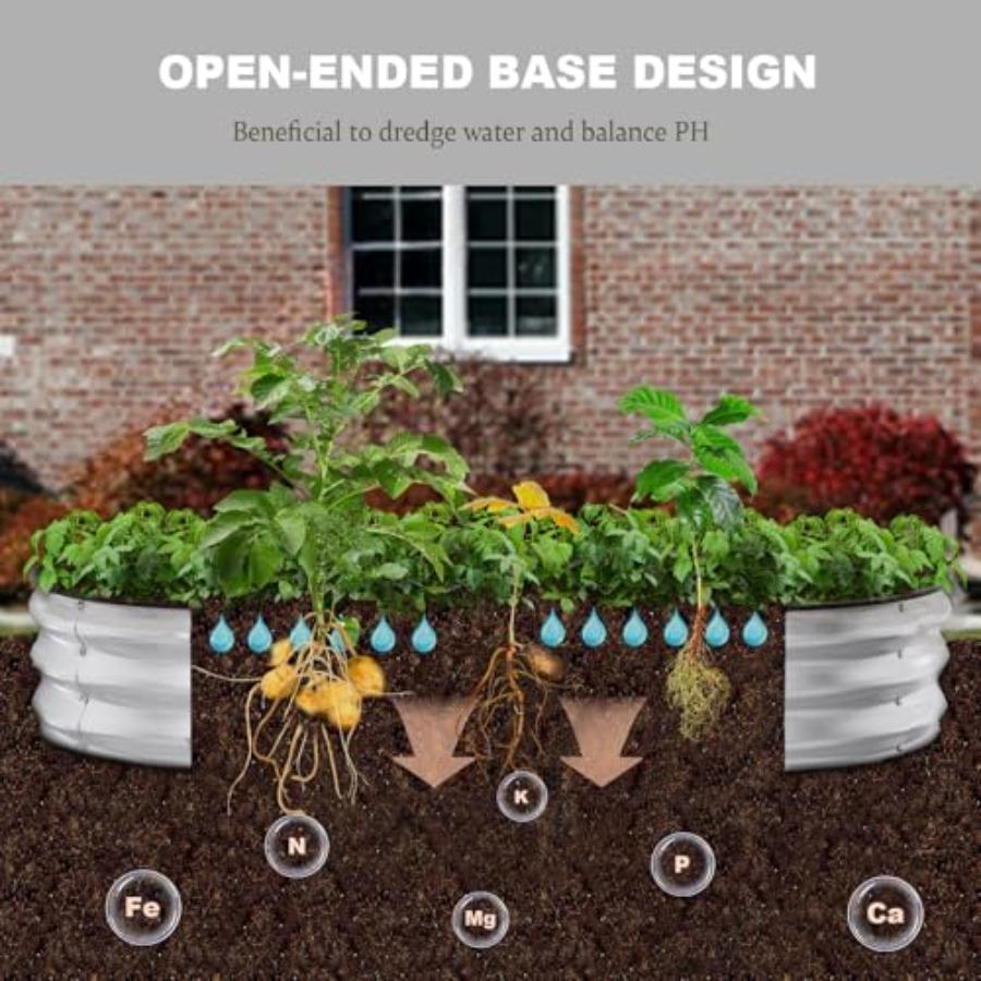 Raised Garden Bed 6x3x1ft Galvanized Outdoor Planter Beds with Safety Edging and Gloves Oval Metal Planter Box for Gardening Ve
