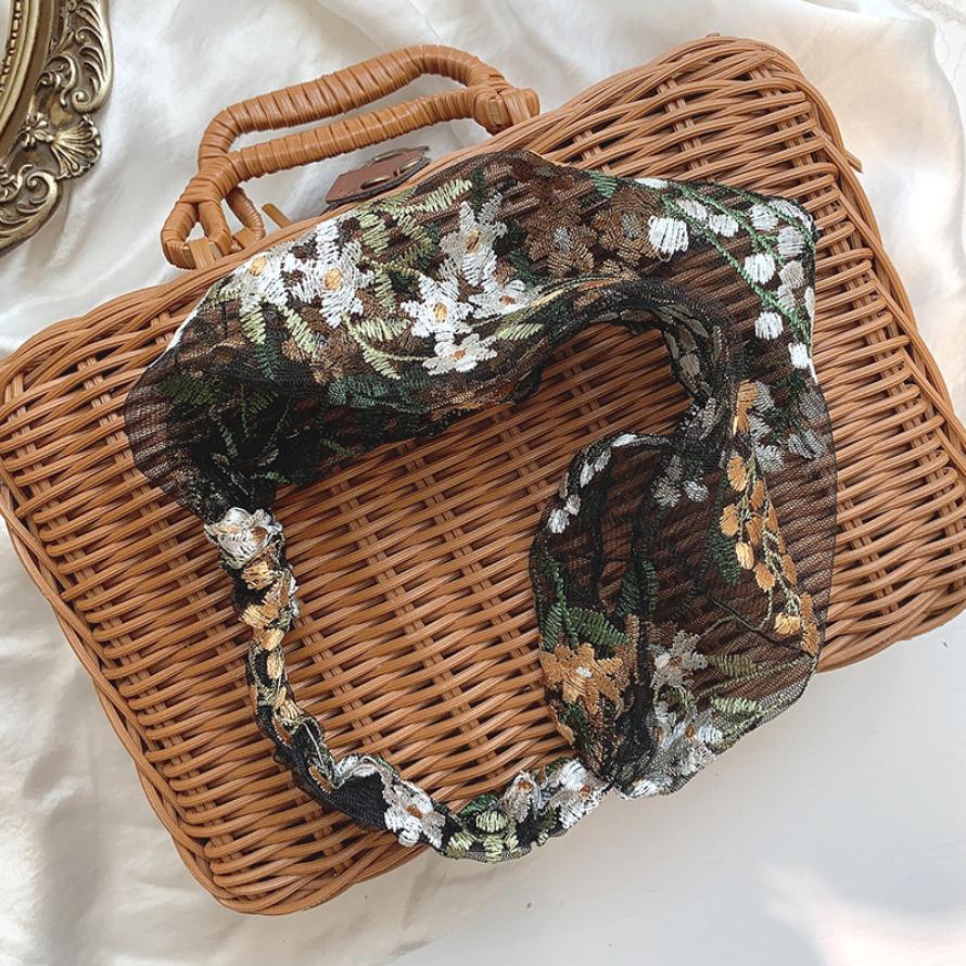 

Модный тонкий вышитый платок на голову, повязка для волос, эластичное кружево, принт с цветами, тюрбан, повязки на голову, женские аксессуары для волос, подарки