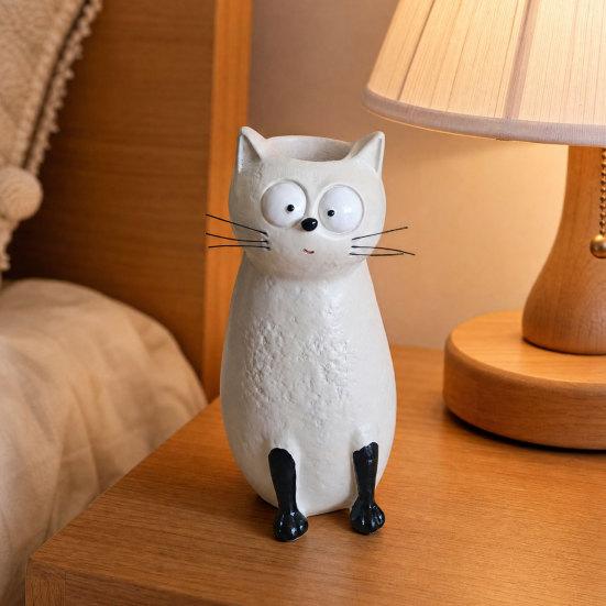 Cat Vase for Flowers, Quirky Cat Flower Vase for Desk Decoration and Bookshelf Display, 3D Decorative Vases for Home Office Styling and Gift Giving,