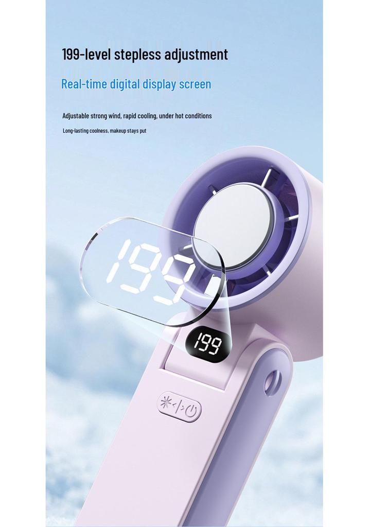 Turbo High-Speed Portable Handheld Fan with USB Charging & 199 Gear Digital Display