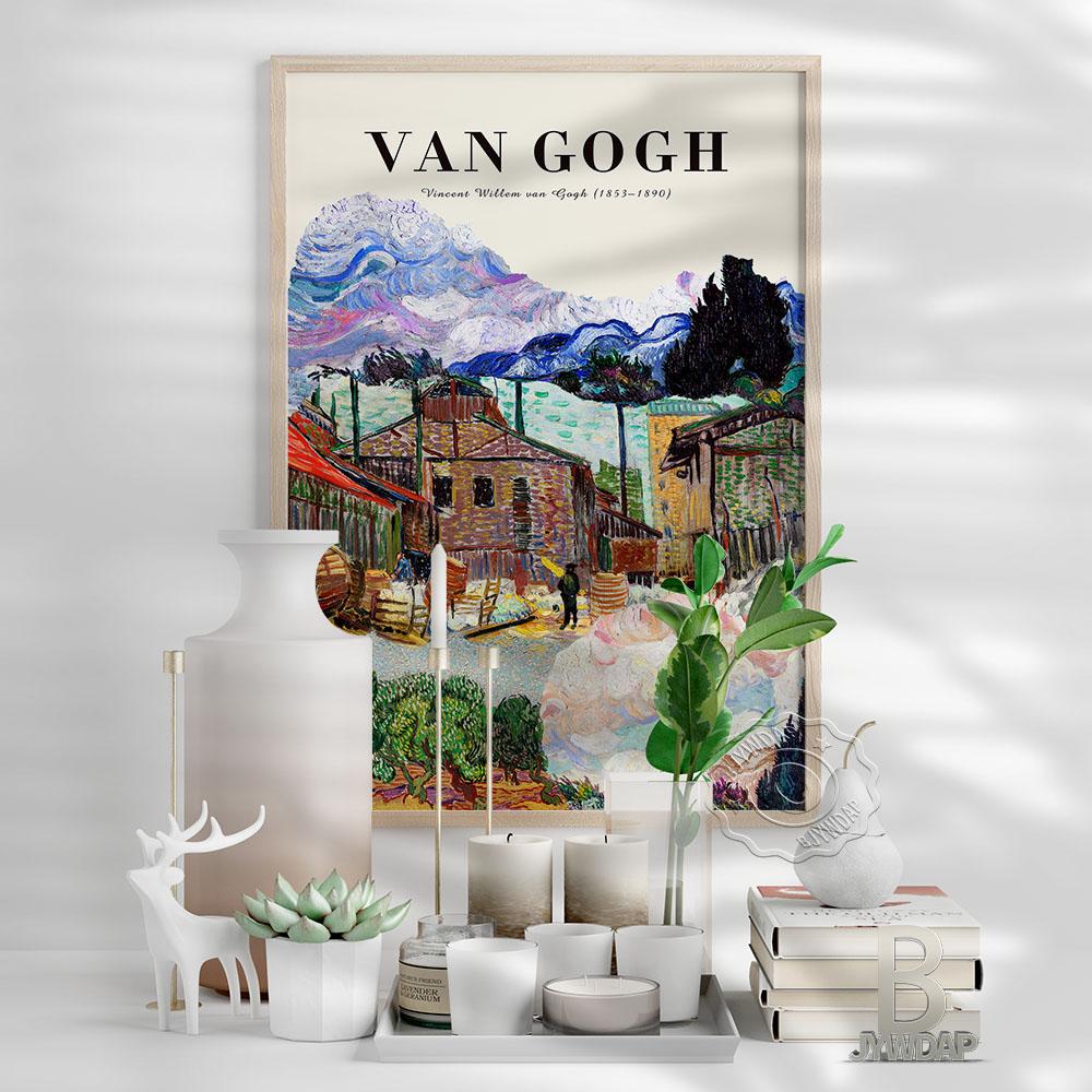 Van Gogh Exhibition Museum Poster Town Scenery Wall Picture Prints Art Canvas Painting Home Decor Wall Art No Frame