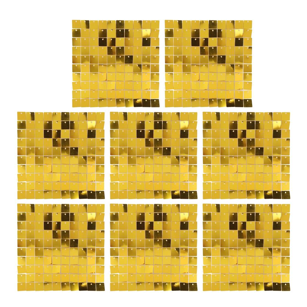 8PCS Square Sequin Wall Panels Glitter Backdrop for Birthday Wedding Party Decoration 30x30cm Sparkle Panel Set with Zip Ties