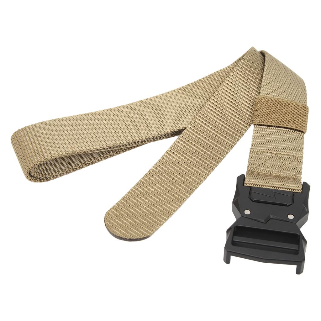 Hiking Belt with Buckle Quick Release Polyester and Zinc Alloy Comfortable Elastic Stretch Belt for Men Women Khaki
