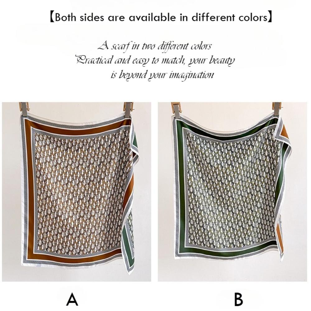 1 Stück Luxus Imitat Seide Quadratisches Tuch Damen Doppelseitiger Druck Halstuch Bandanas Foulard Damen Haarband Schals Wickeltücher
