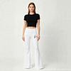 High-Waisted Retro Flared Pants With Treble Clef Print Women Streetwear Style Mid-Rise Straight Leg Trousers
