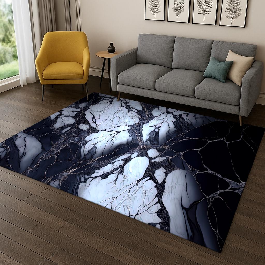3D Marble Texture Pattern Carpet Rug for Home Bedroom Living Room Sofa Doormat Kitchen Decor,Kid Game Non-slip Floor Mat Gift