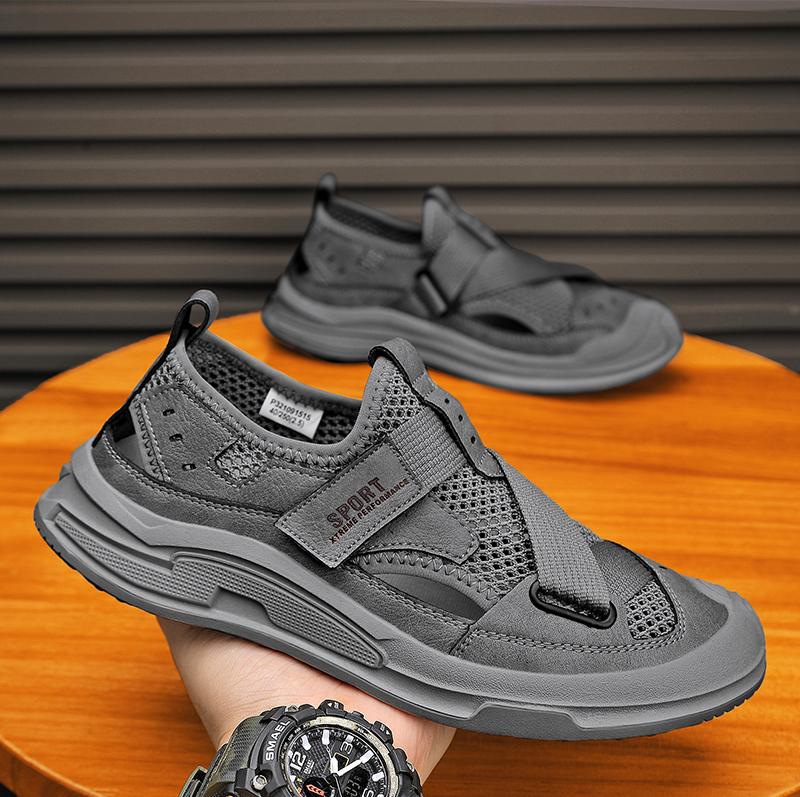 

Модные уличные дышащие сандалии, лето 2024, новая мужская повседневная обувь 39 серый