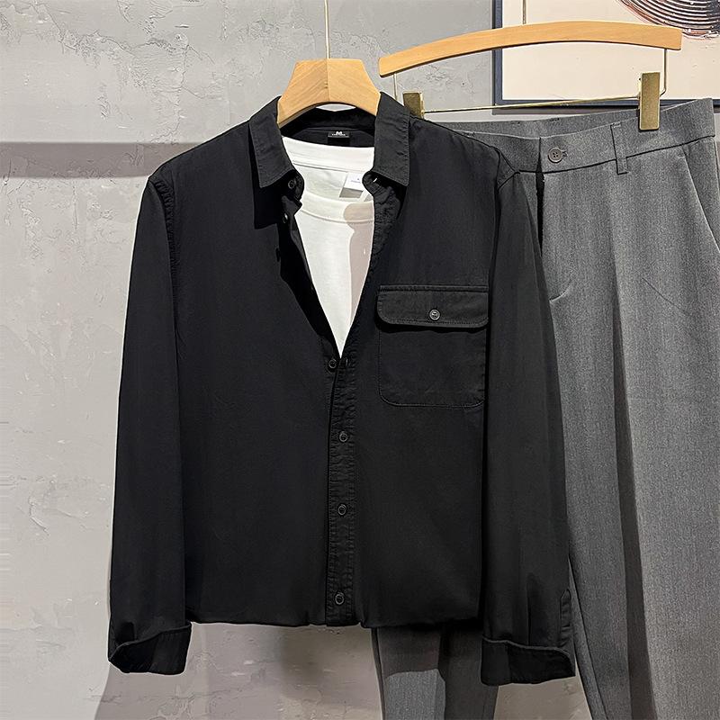 Autumn New Shirt Men's Long-sleeved Solid Color Simple Casual Versatile Lapel Shirt