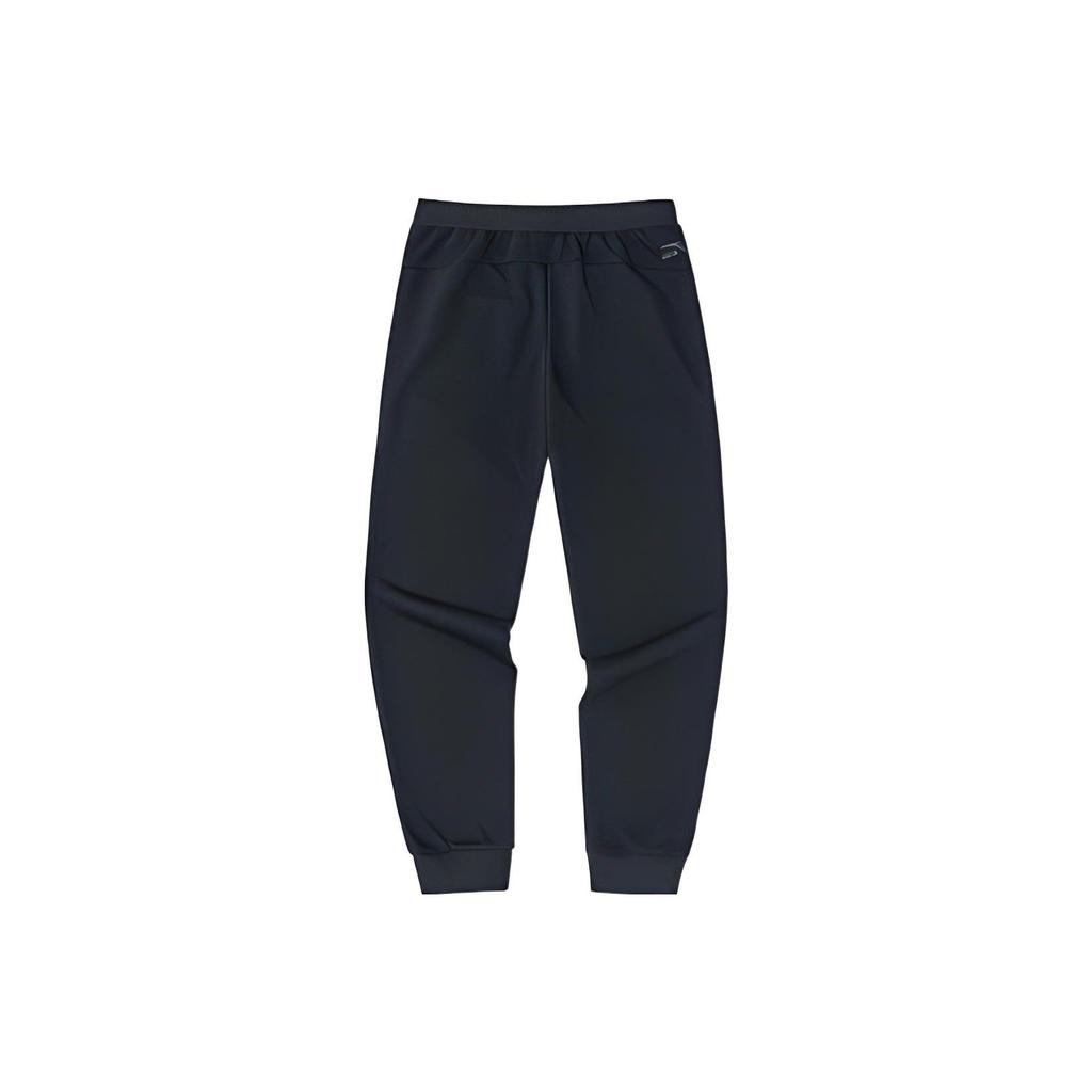 Anta Solid Color Brand Logo Embroidered Elastic Cuff Fleece Sports Pants Women bottoms Black 162248303-1