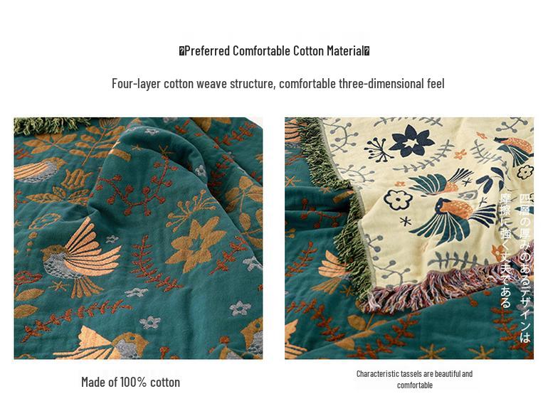 Skandynawski Pokrowiec na Sofę Całkowicie Bawełniany: Koc z gazy do użytku całorocznego