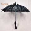 Vintage Lace Embroidery Umbrella Long Handle Lightweight Decorative Umbrella Wedding Party Bridal Dance Stage Performance Parasol Photography Props