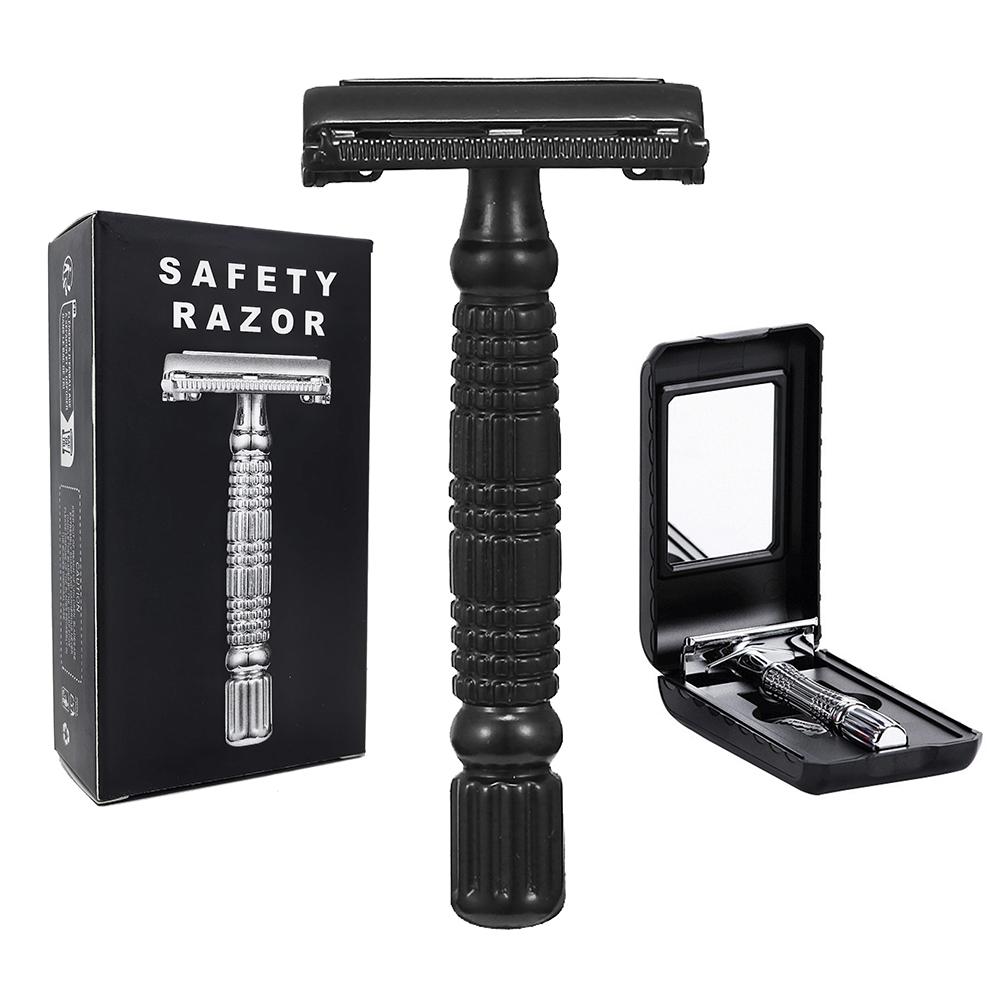 Durable And Safe Butterfly Open Tto Double Edge Metal Safety Razor Wet Shaving Kit For Men Women With 5 Pcs Blade And Mirrored Travel Case