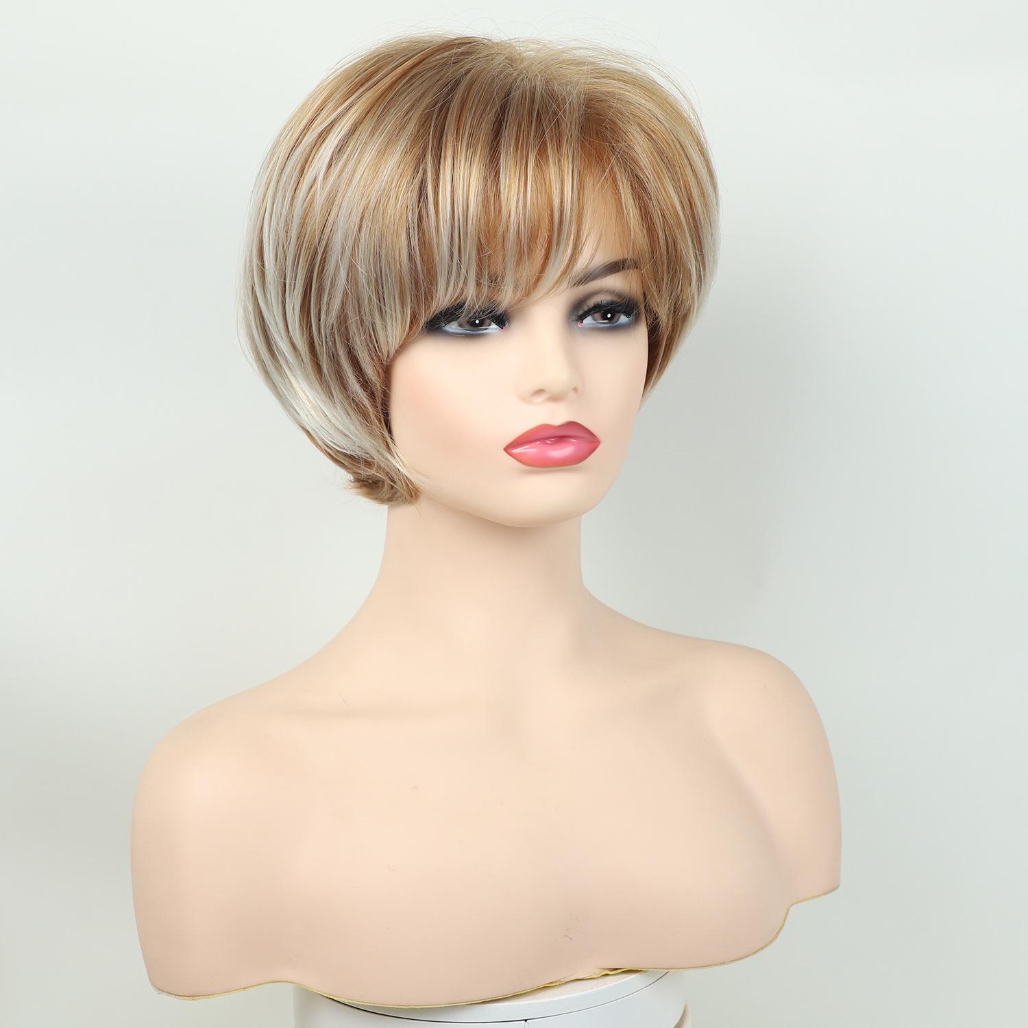 

Женский короткий прямой парик с синтетической повязкой на голову из розовой сетки