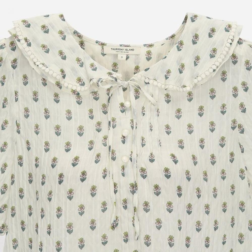 Thursday Island Women Ruffle Collar Flower Blouse T264mbl213w