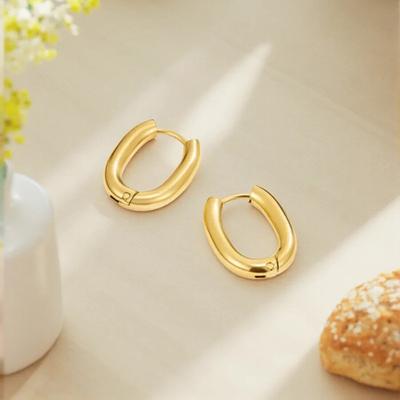 Fashion Simple U-Shaped Stainless Steel Hoop Earrings Women Mini Classic Gold Silver Color Ear Buckle Daily Jewelry