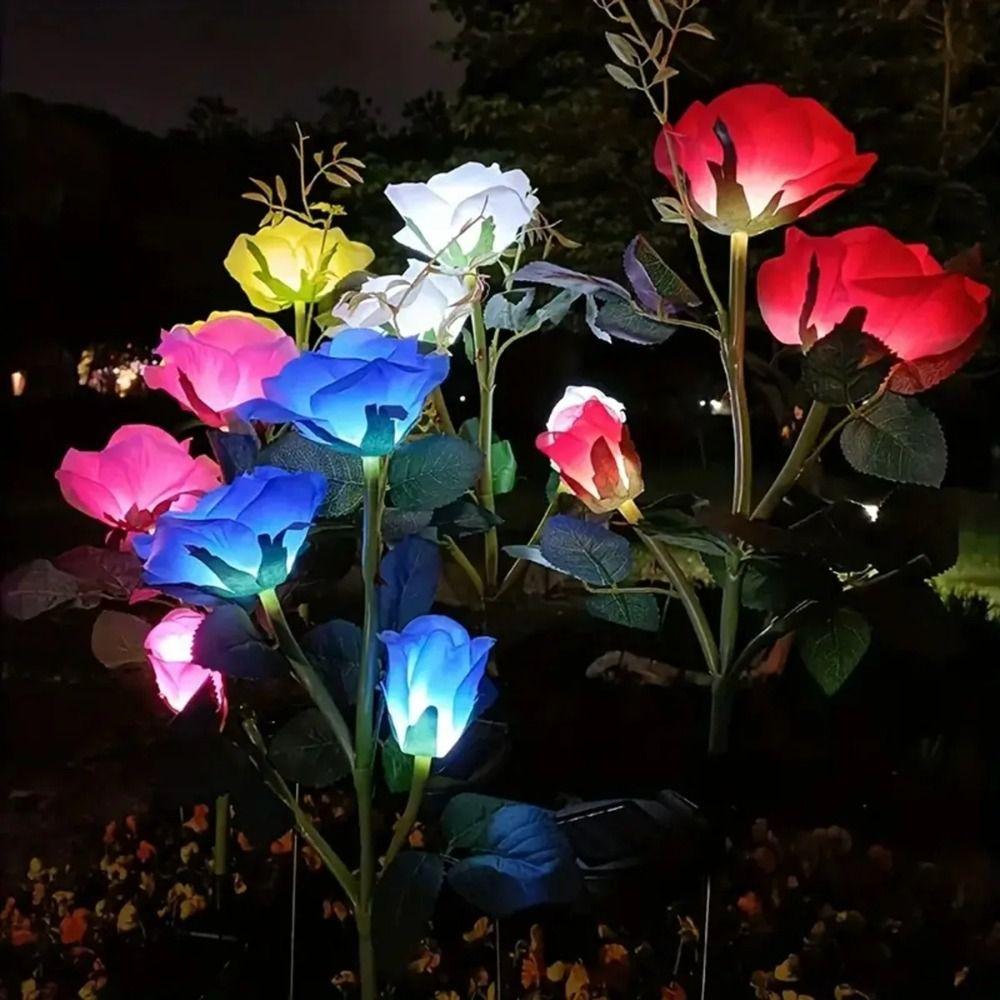 Waterproof Rose LED Solar Light Simulation Flower Solar Flower Lamp Patio