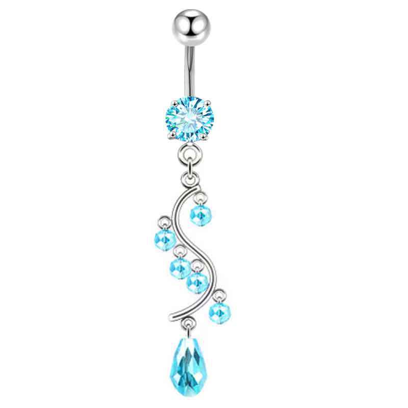 14G Blue Series Stainless Steel Belly Button Ring - Simple, Fashionable, Sexy, Japanese & Korean Style