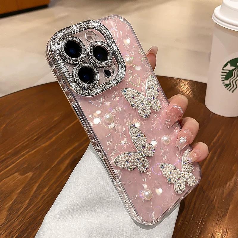 Shell-patterned Case for IPhone 11, Apple 17 Pro Max, 13mm Pearl Bow, 12/15mm Pro