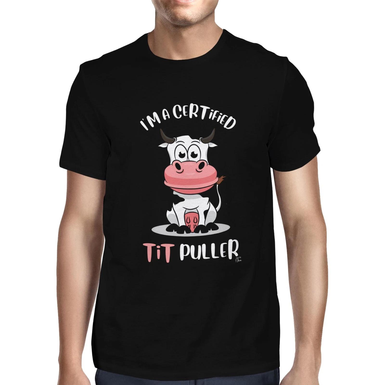 1Tee Mens I Am A Certified Tit Puller Cow T-Shirt XS