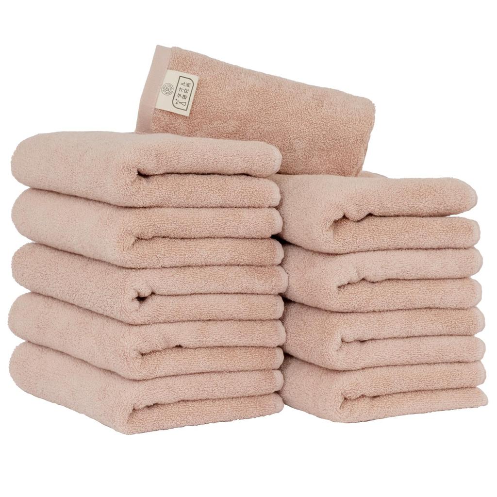 Towel Laboratory Face JapanTechnology [Spongy Touch] #033 Towels, Pink, 10-Pack, Soft, Medium-Weight, High-Volumn Absorbency, Durable, 100% Cotton,