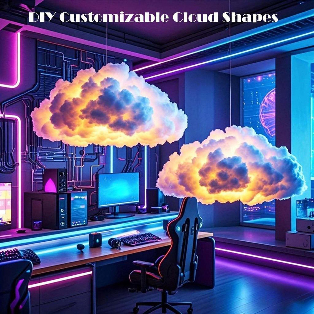 Cloud LED Lights for Ceiling USB Thundercloud LED Lamp Set Ambient Music Light for Desktop Ceiling Bedroom Living Room Office