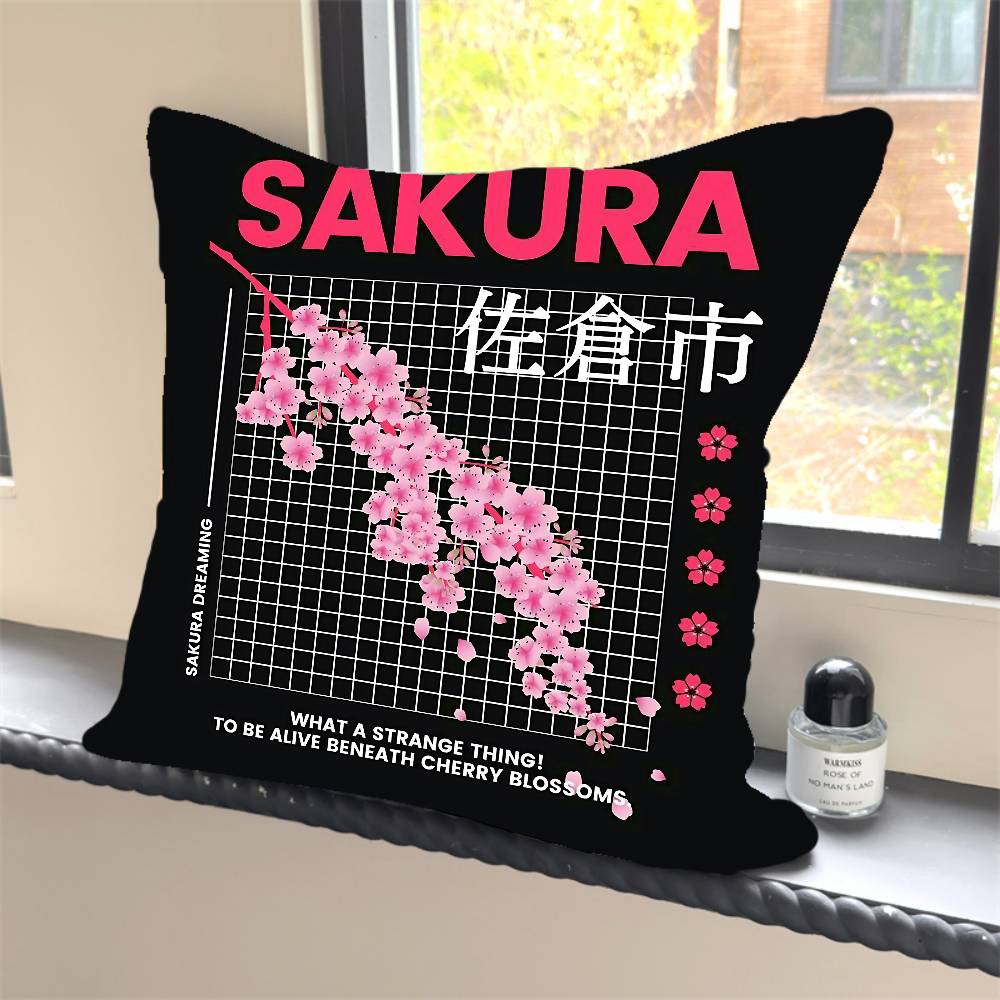 1 Stück Vintage Japanische Kunst Y2K Harajuku Kissenbezug Quadratisch Schlafzimmer Sofa Freizeit Komfort Kissen Auto Heimdekoration