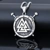 Viking Double Sword And Shield Pendant Necklace Stainless Steel Jewelry For Men Women