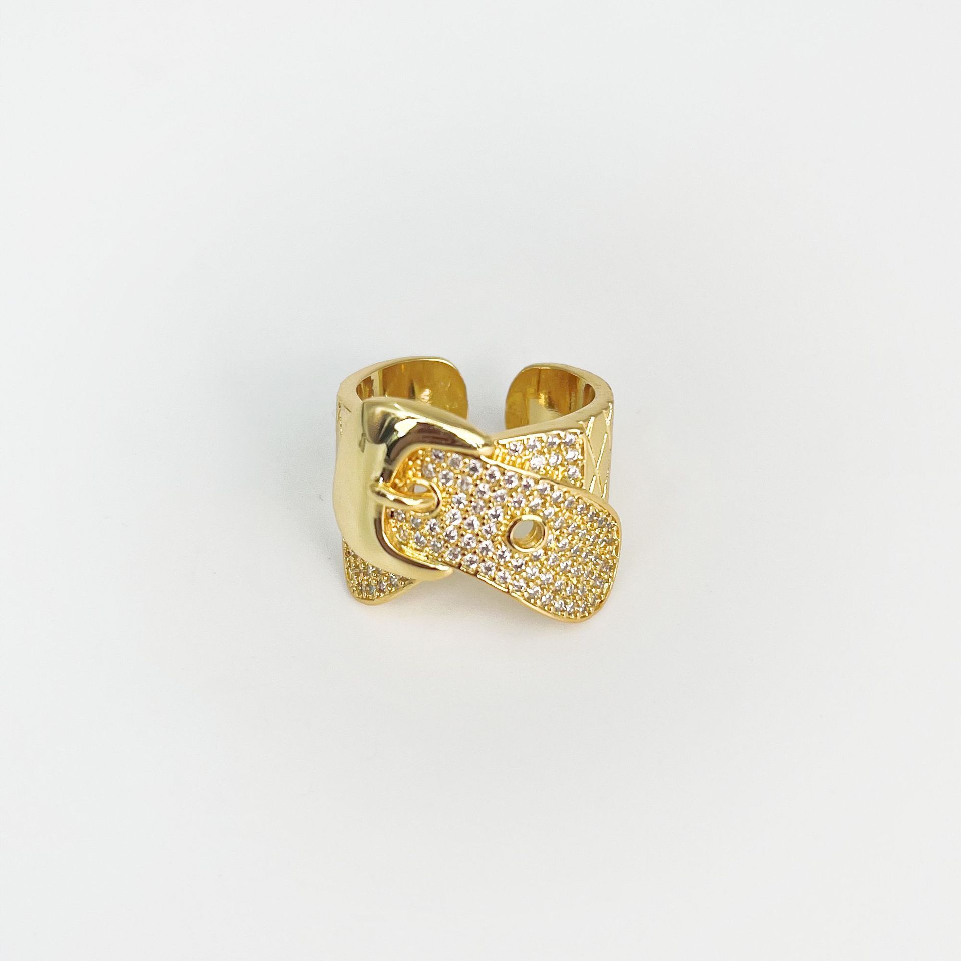 

Пряжка ремня с бриллиантами, золото, серебро, индивидуальность, тренд, легкое роскошное кольцо для пары, мужское и женское, панк, премиум-чувство Opening adjustable золотой