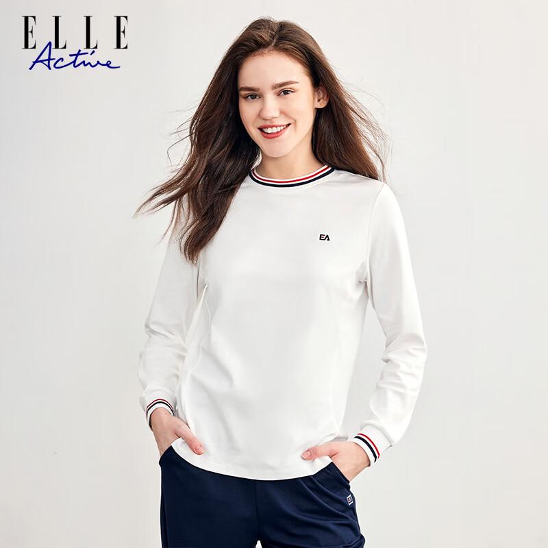 ELLE ACTIVE Women s Cotton Color-block Long Sleeve T-Shirt L