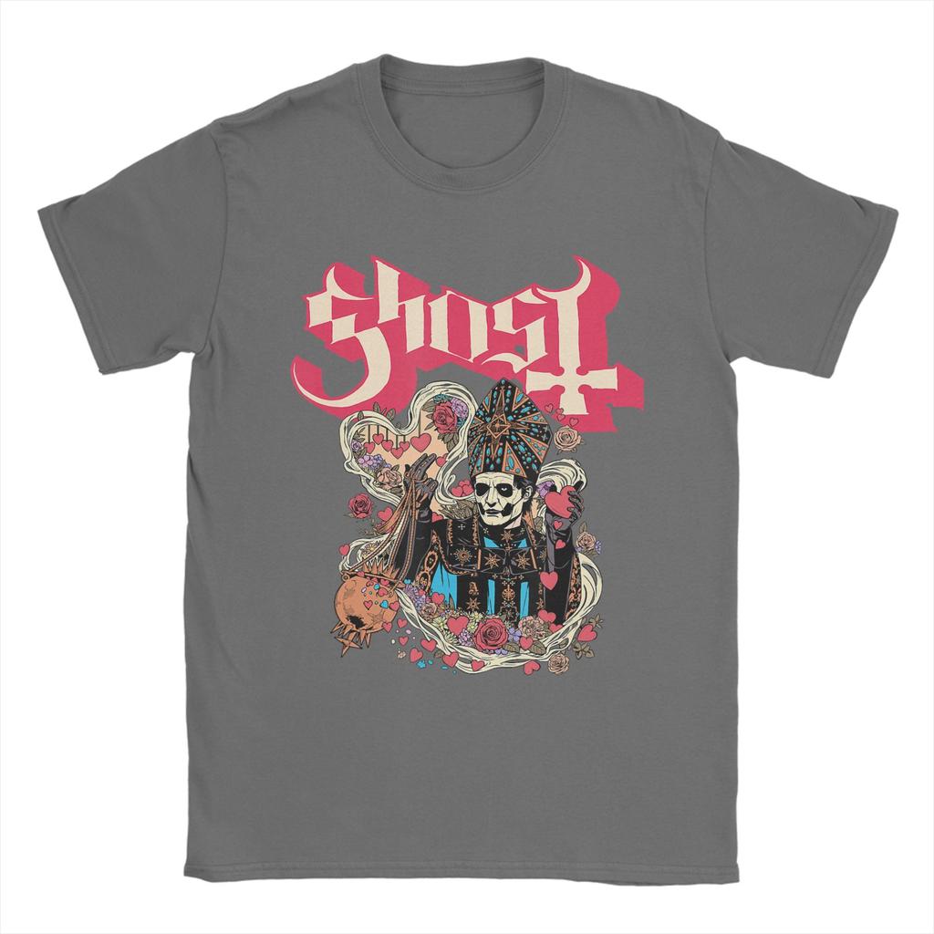 Ghost Band Valentines Day Flower Heart Skull T Shirt Summer Cotton TShirts For Man Hipster Tee Shirt ShortSleeve Vintage Tees