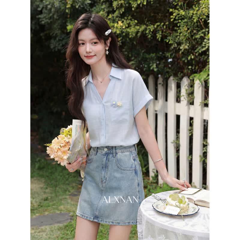 Women's French Style Short Sleeve Shirt