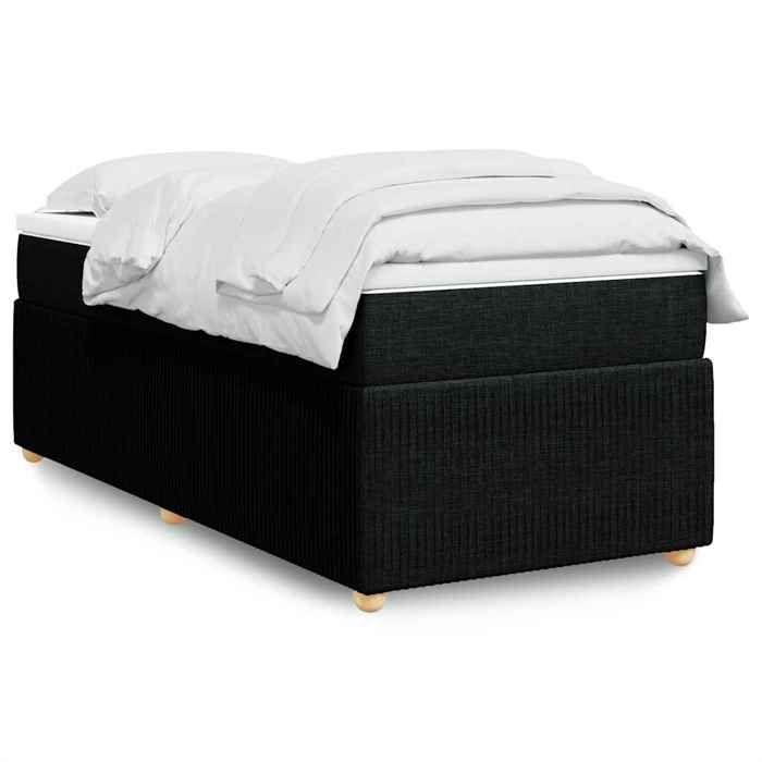 Maison Exclusive - Sommier à lattes de lit avec matelas Noir 90x200 cm Tissu