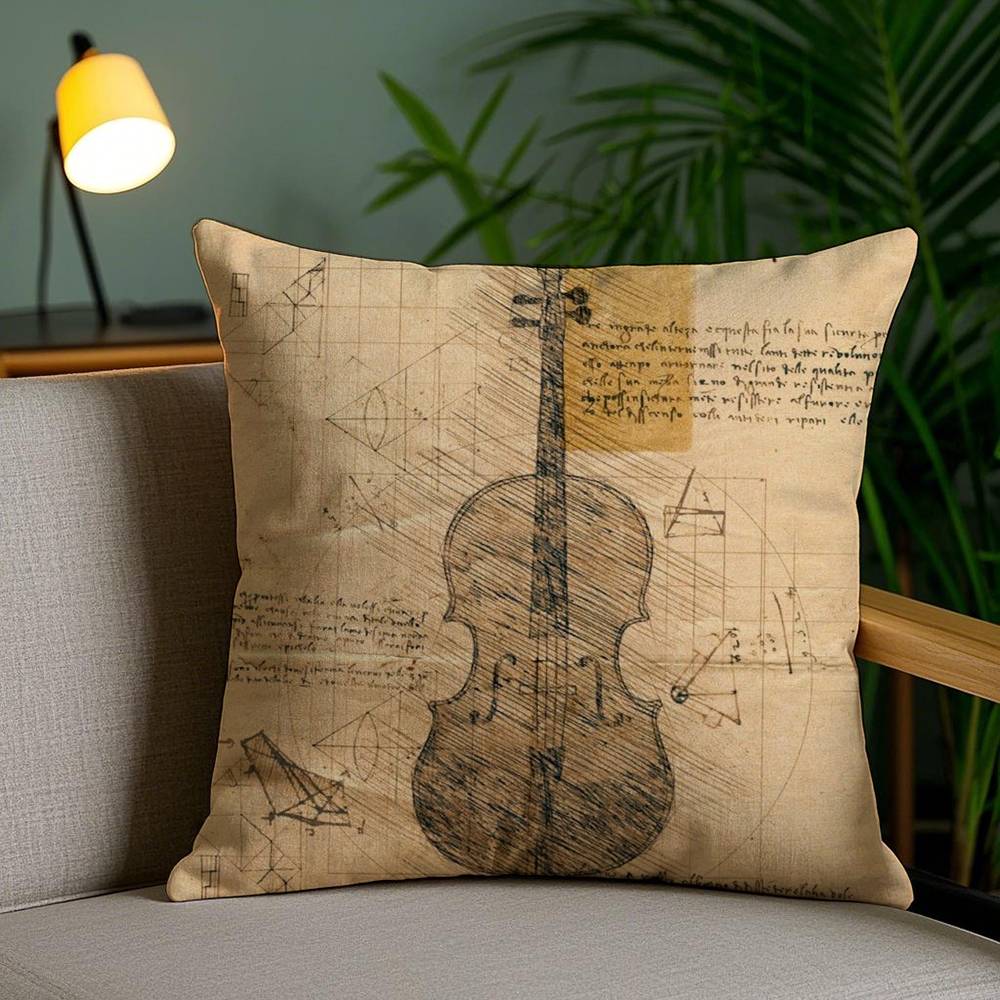 Da Vinci Inspired Sketches Pillow Case Plush Fabric Soft Double Sided Print Sofa Cushion Cover Throw Pillow Covers