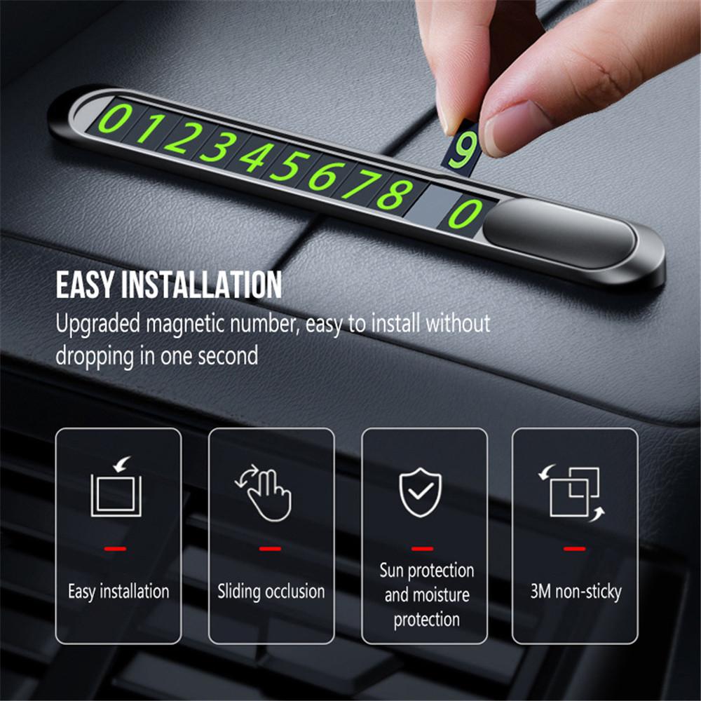 1PC Car Temporary Parking Card Phone Number Plate Auto Luminous Parking License Numbers Can Be Hidden Car Accessories Interior