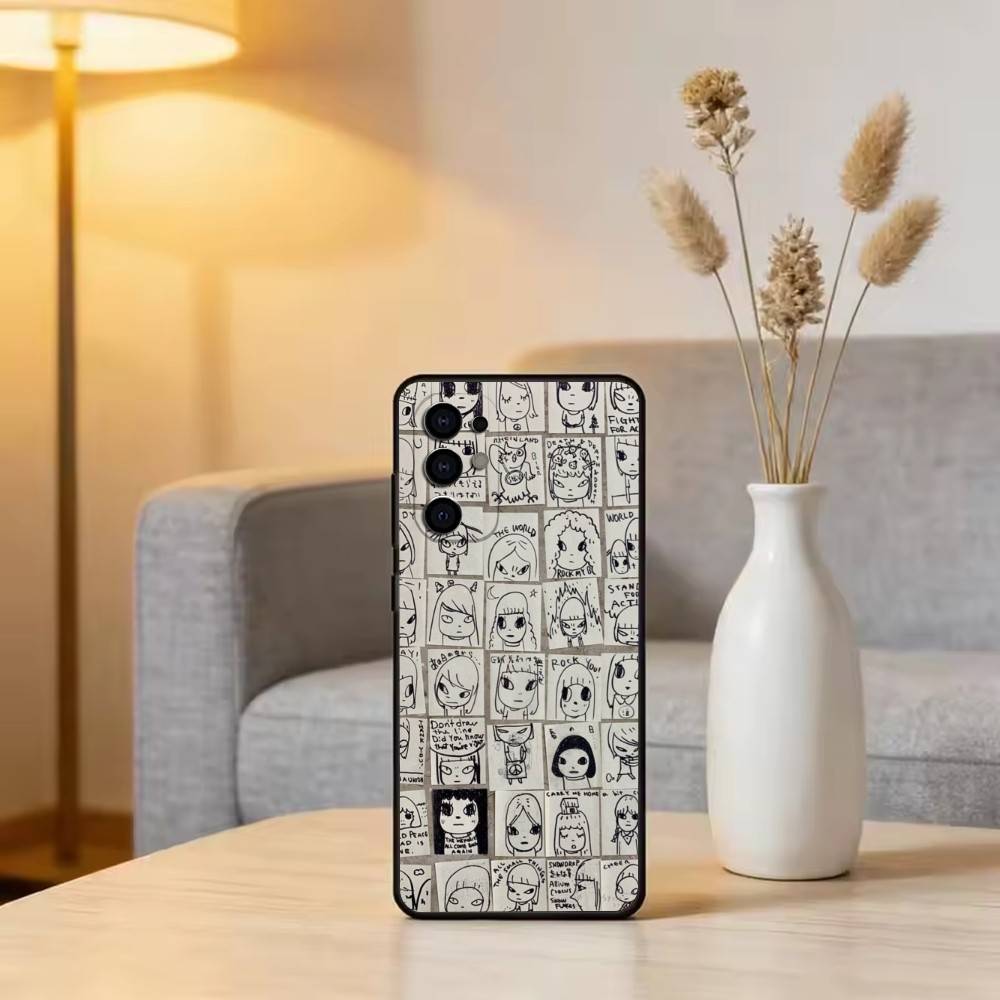 Art of Japan Y-Yoshitomo Nara Phone Case For Samsung S25,S24,S21,S22,S23,S30,Ultra,S20,Plus,Fe,Soft Silicone Black Cover
