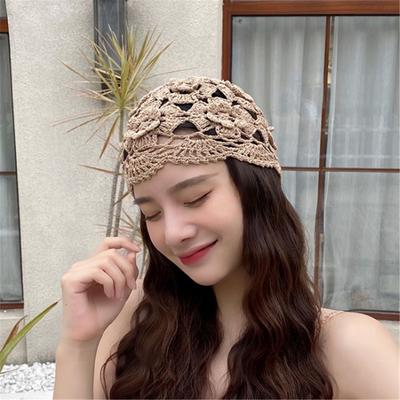 Crochet Toe Cap Matching Hollow Flower Woolen Weave Hand-Knitted Hat Korean Style Hat Women Hat