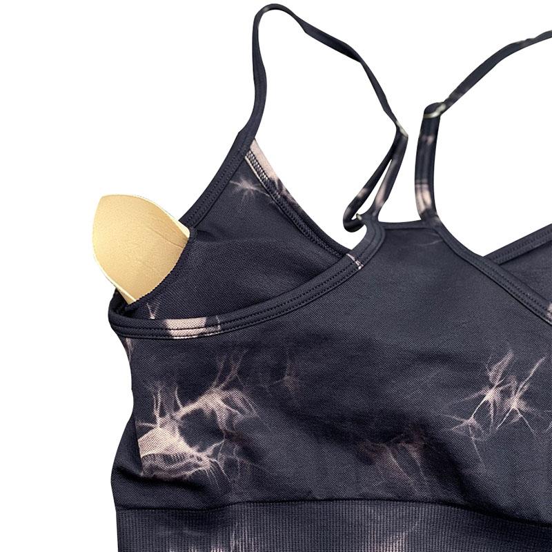 Women Yoga Set High Waist Leggings Seamless Tops Workout Sportswear Fitness Tie Dye Purple Tracksuit