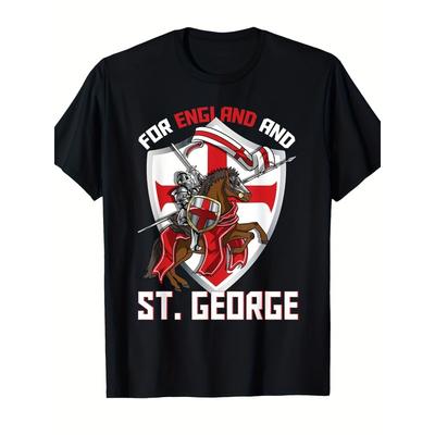 2026 New T-Shirts Men'S Vintage English Pride T Shirt for England And St George Knight DRA GON Shield Graphic Red Cross of St George Design Loose Fit